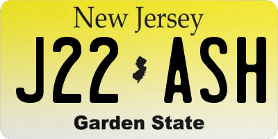 NJ license plate J22ASH