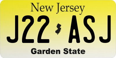 NJ license plate J22ASJ