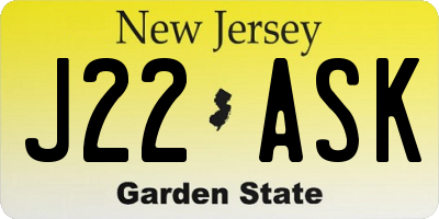 NJ license plate J22ASK