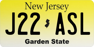 NJ license plate J22ASL