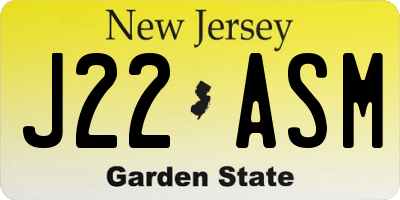 NJ license plate J22ASM