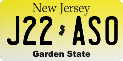 NJ license plate J22ASO