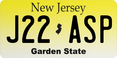 NJ license plate J22ASP