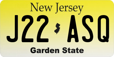 NJ license plate J22ASQ