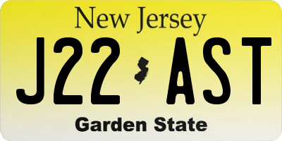 NJ license plate J22AST