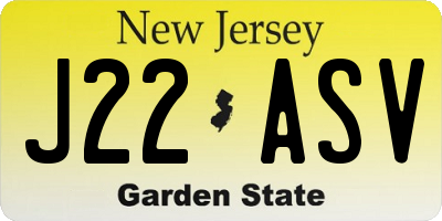 NJ license plate J22ASV