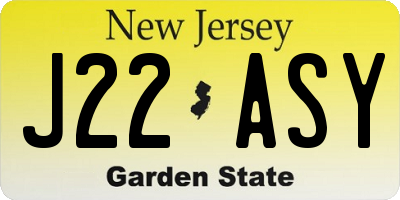 NJ license plate J22ASY