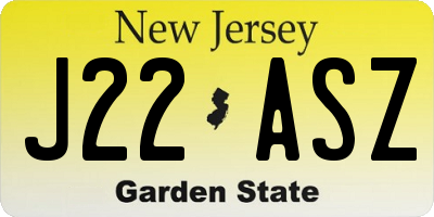 NJ license plate J22ASZ