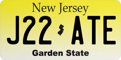 NJ license plate J22ATE