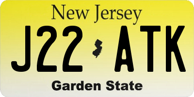 NJ license plate J22ATK