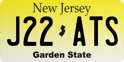 NJ license plate J22ATS