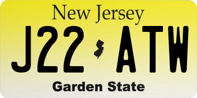 NJ license plate J22ATW