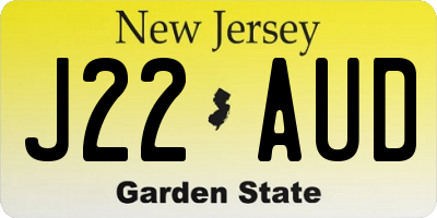 NJ license plate J22AUD