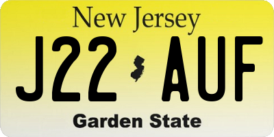 NJ license plate J22AUF