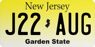NJ license plate J22AUG