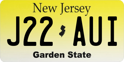 NJ license plate J22AUI