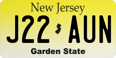 NJ license plate J22AUN