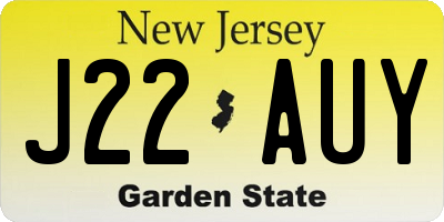 NJ license plate J22AUY