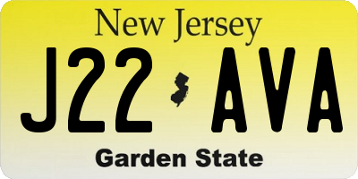 NJ license plate J22AVA