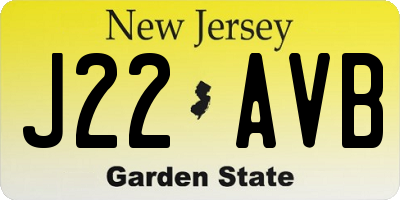 NJ license plate J22AVB