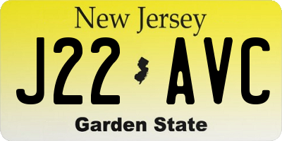 NJ license plate J22AVC