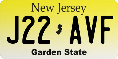 NJ license plate J22AVF