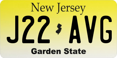 NJ license plate J22AVG