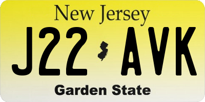 NJ license plate J22AVK