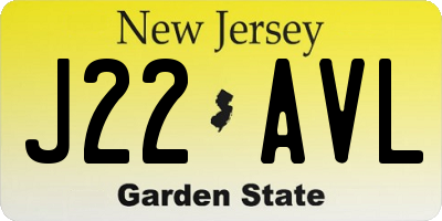 NJ license plate J22AVL