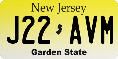 NJ license plate J22AVM