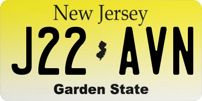 NJ license plate J22AVN