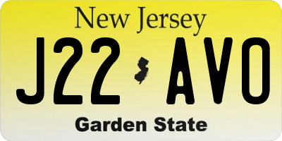 NJ license plate J22AVO
