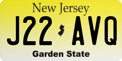 NJ license plate J22AVQ