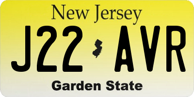 NJ license plate J22AVR