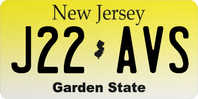 NJ license plate J22AVS
