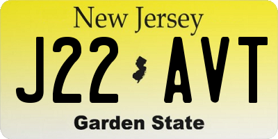NJ license plate J22AVT