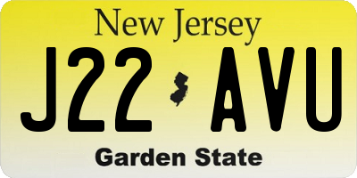 NJ license plate J22AVU