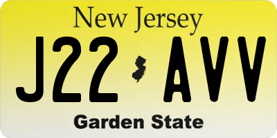 NJ license plate J22AVV