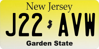 NJ license plate J22AVW