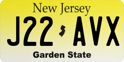 NJ license plate J22AVX