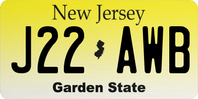 NJ license plate J22AWB