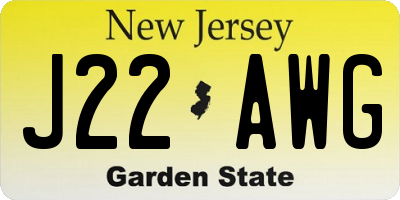NJ license plate J22AWG