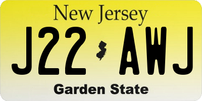 NJ license plate J22AWJ