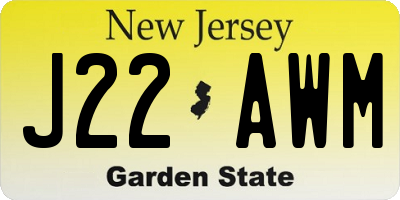 NJ license plate J22AWM