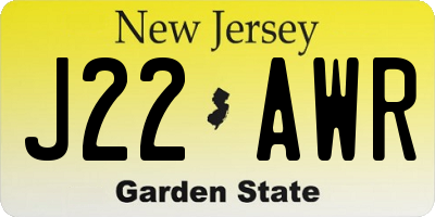 NJ license plate J22AWR