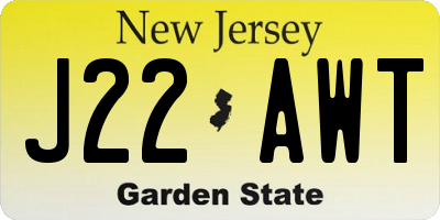 NJ license plate J22AWT