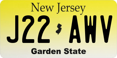 NJ license plate J22AWV