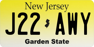 NJ license plate J22AWY