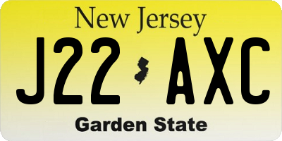 NJ license plate J22AXC