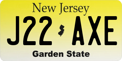 NJ license plate J22AXE